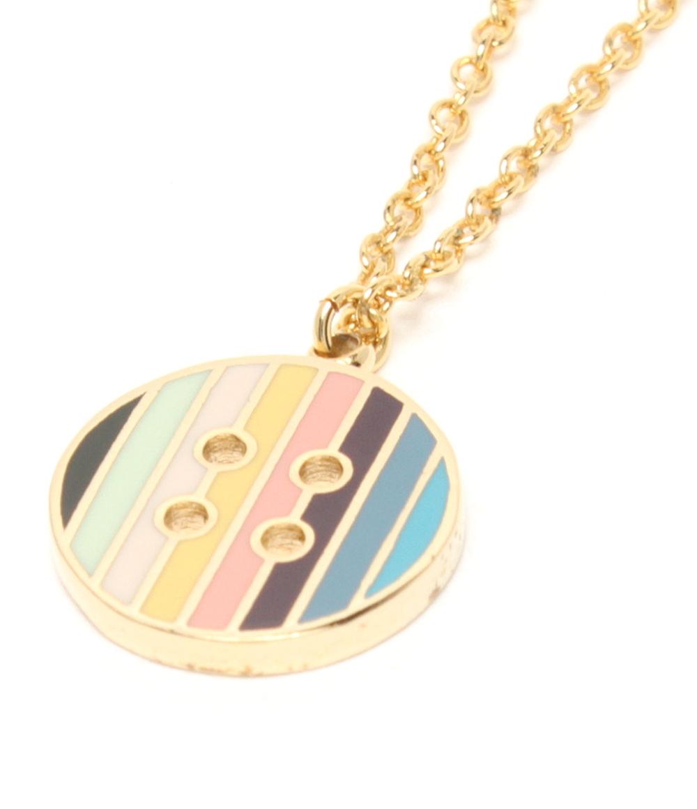 【美品】 Paul Smith ボタン ネックレス マルチストライプ ゴールド Paul Smith ネックレス ストライプ ボタンモチーフ ユニセックス