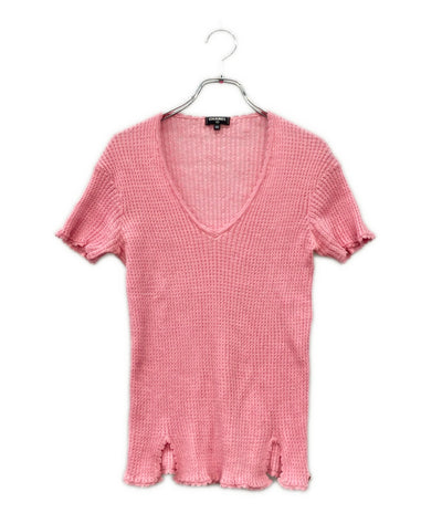 CHANEL 半袖 リネン Vネック ニット P56634K07410 レディース SIZE 38 (S) シャネル
