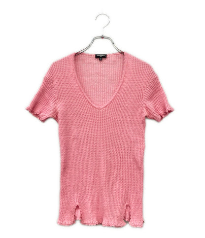 CHANEL 半袖 リネン Vネック ニット P56634K07410 レディース SIZE 38 (S) シャネル