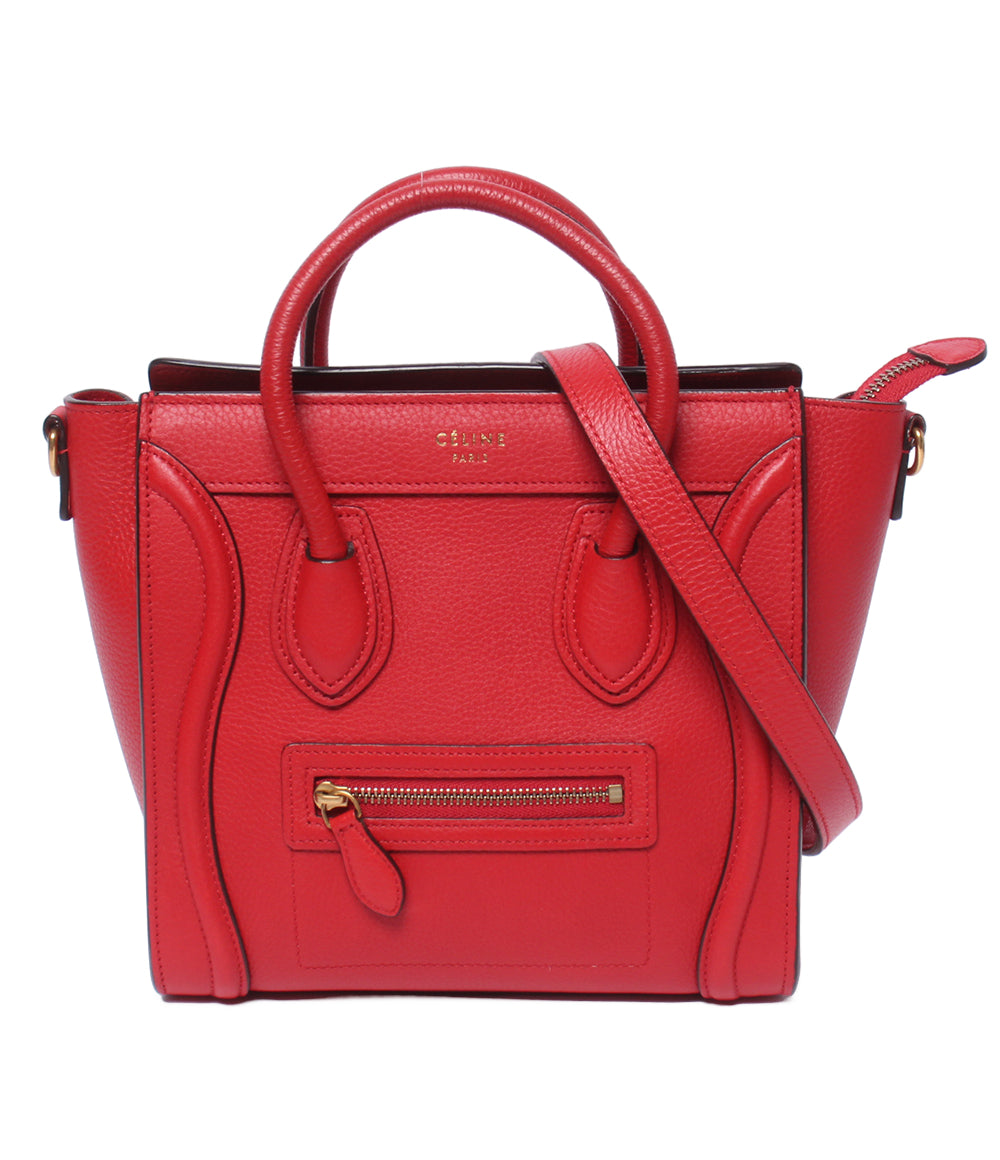 美品 CELINE 2WAY ハンドバッグ ショルダーバッグ 肩掛け 斜め掛け ラゲージ ナノ 168243 レディース セリーヌ