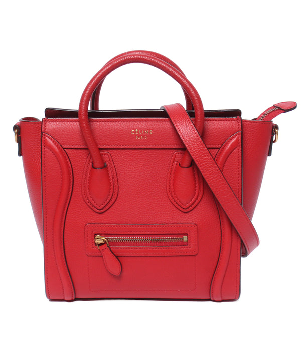 美品 CELINE 2WAY ハンドバッグ ショルダーバッグ 肩掛け 斜め掛け ラゲージ ナノ 168243 レディース セリーヌ