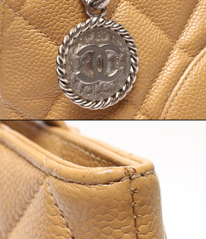 CHANEL トートバッグ シルバー金具 キャビアスキン 復刻トート メダリオン マトラッセ A01804 レディース シャネル