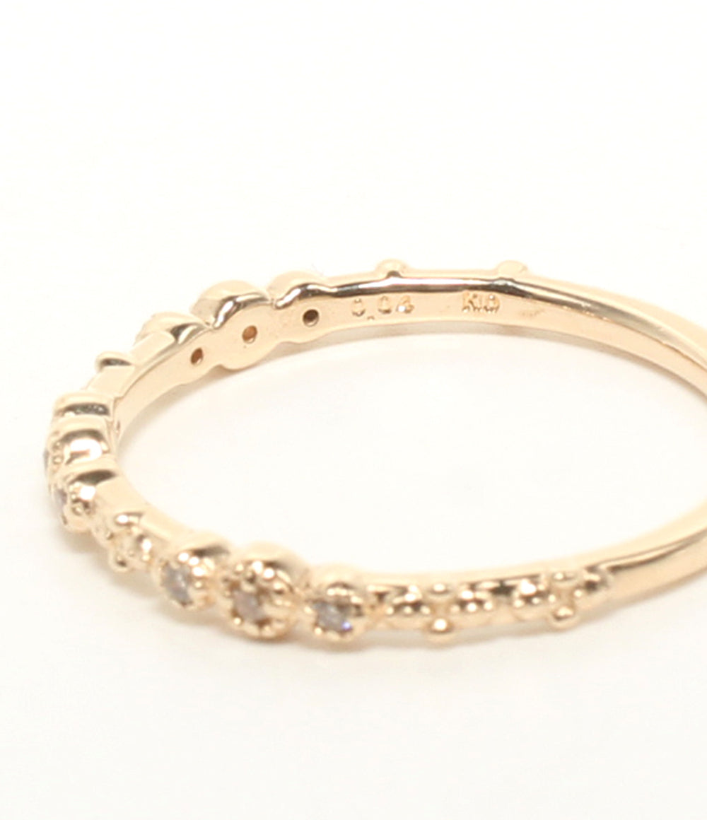 美品 agete リング 指輪 K10 ダイヤ 0.04ct レディース SIZE 9号 アガット