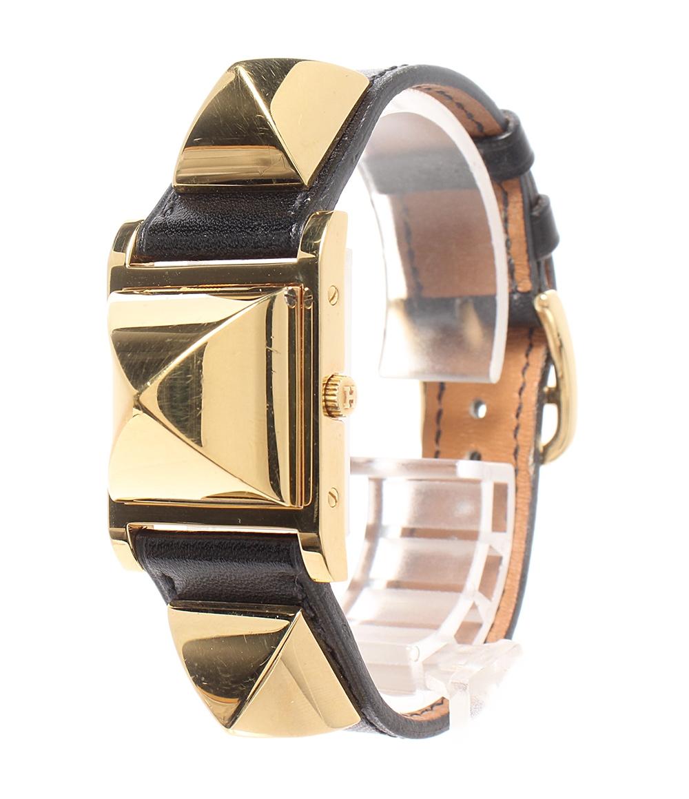 HERMES 腕時計 〇X刻印 メドール クオーツ ホワイト レディース