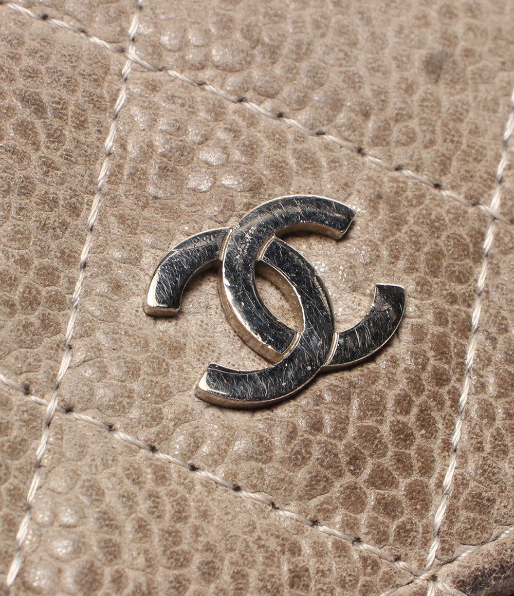 CHANEL 長財布 シルバー金具 マトラッセ キャビアスキン 16番台 レディース シャネル