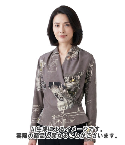 HERMES ツイルレーヌ長袖ブラウス シルク100% SH303 レディース SIZE 38 (M) エルメス