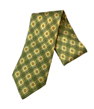 美品 エルメス ネクタイ シルク100% 四つ葉総柄 メンズ HERMES