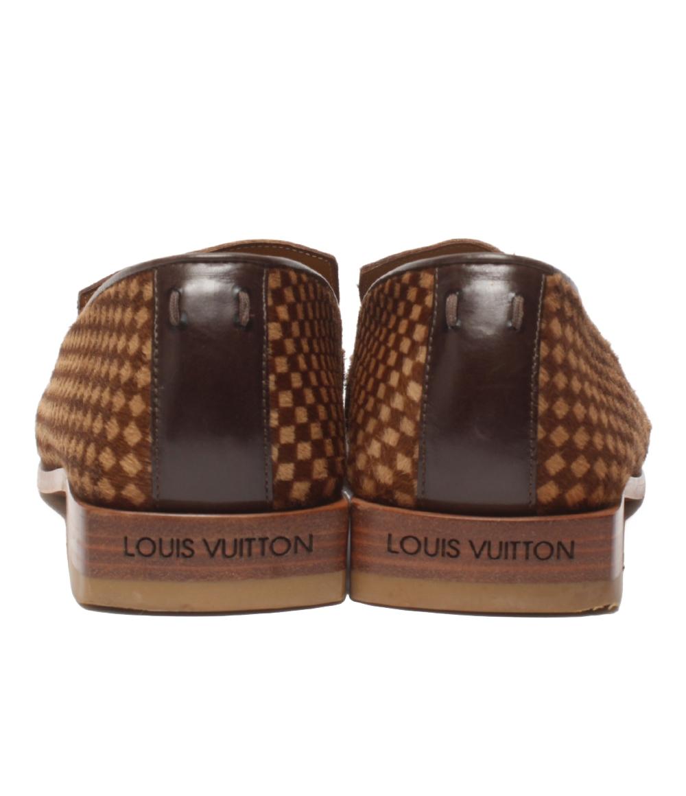 LOUIS VUITTON ローファー ハラコ ダミエ メンズ SIZE 6.5 (25.5cm) ルイ・ヴィトン
