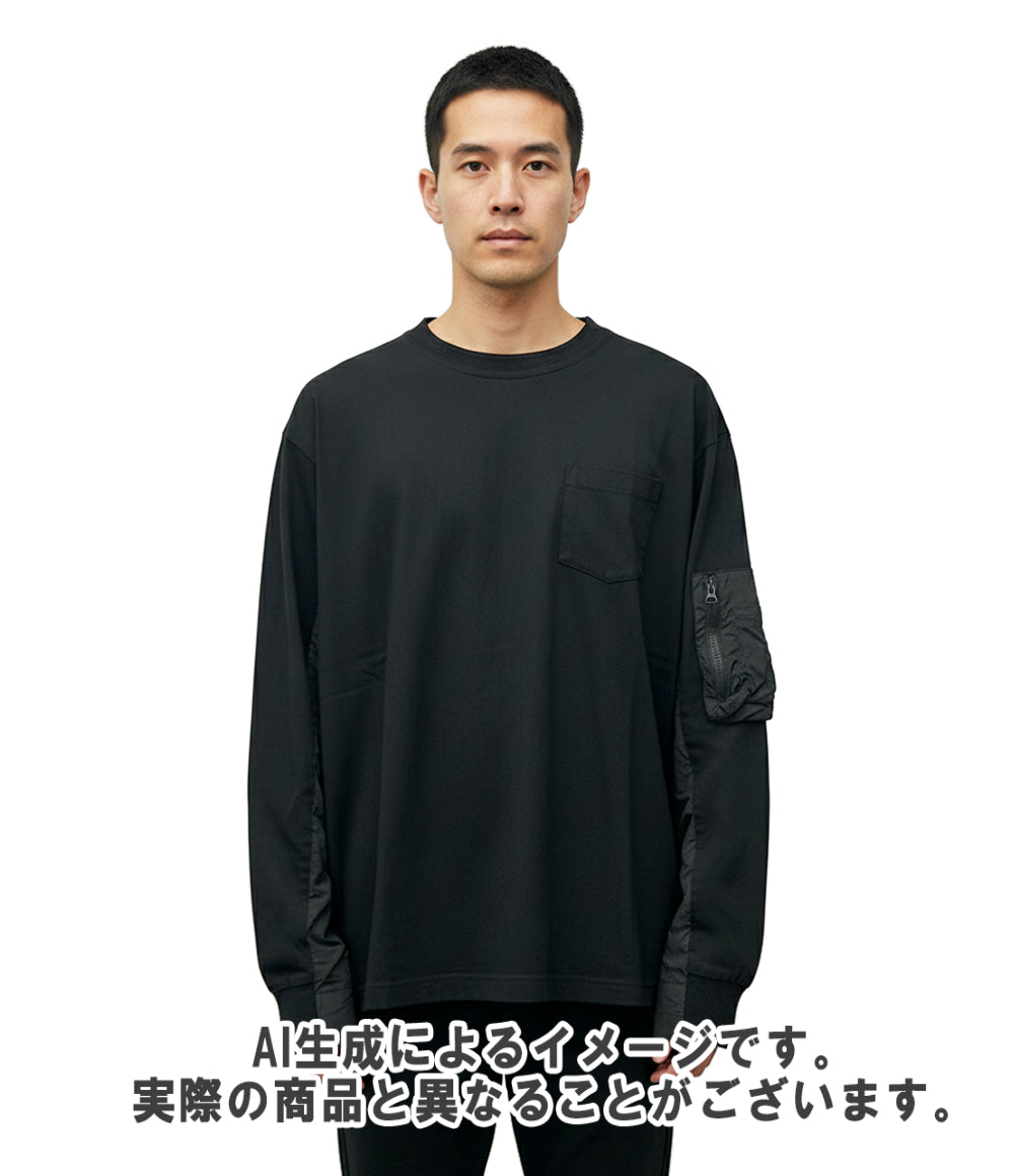 Sacai 長袖Tシャツ クールネック BLACK Cotton Jersey L S T-shirt 25