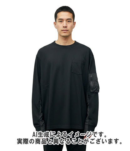 Sacai 長袖Tシャツ クールネック BLACK Cotton Jersey L S T-shirt 25-03643M メンズ SIZE 3 (L) サカイ
