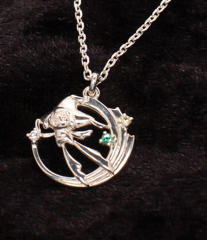 美品 U-TREASURE ネックレス SV925 ダイヤモンド イエローサファイア エメラルド ポケットモンスター ポケモン ジラーチ レディース