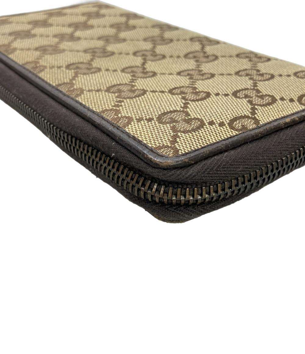 GUCCI ラウンドファスナー長財布 レザー GGキャンバス 112724 3731 レディース グッチ