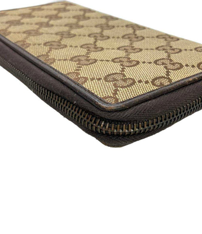 GUCCI ラウンドファスナー長財布 レザー GGキャンバス 112724 3731 レディース グッチ