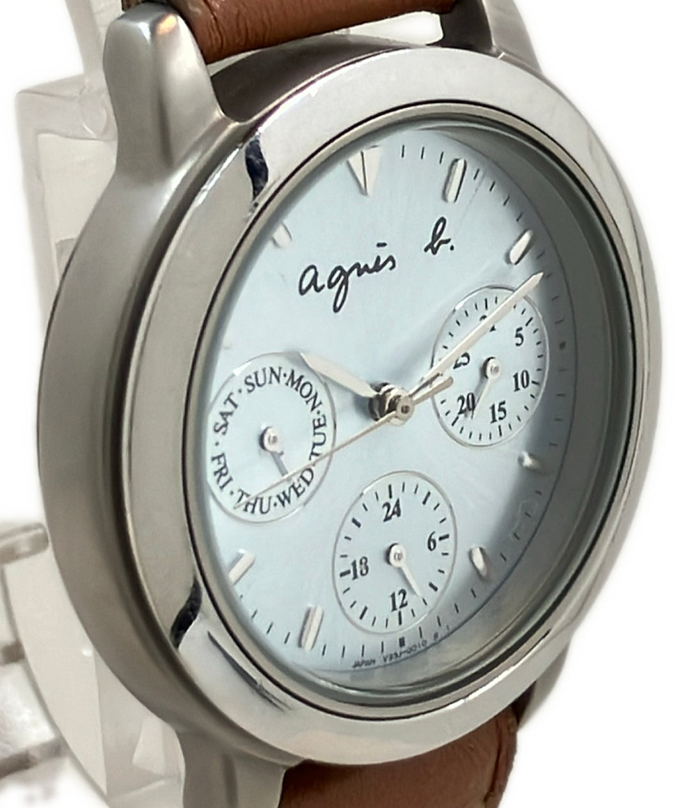 agnes b. 腕時計 クオーツ ブルー系 V33J-0010 レディース メンズ アニエスベー