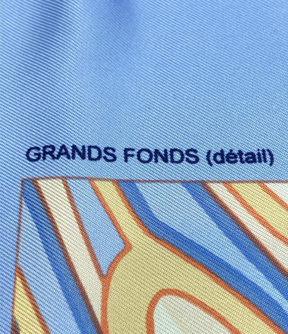 美品 HERMES スカーフ シルク100% カレ90 GRANDS FONDS レディース エルメス