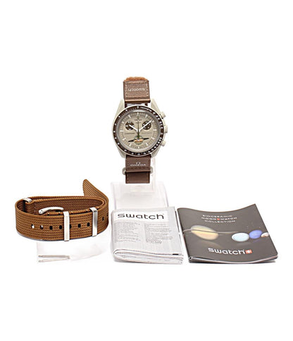 OMEGA Swatch 腕時計 MISSON TO SATURN MOONSWATCH クオーツ グレー ユニセックス オメガ スウォッチ
