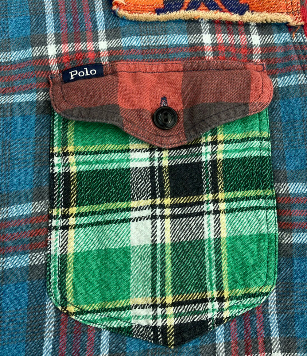 POLO RALPH LAUREN 長袖 パッチワーク チェックシャツ メンズ SIZE L ポロ・ラルフローレン