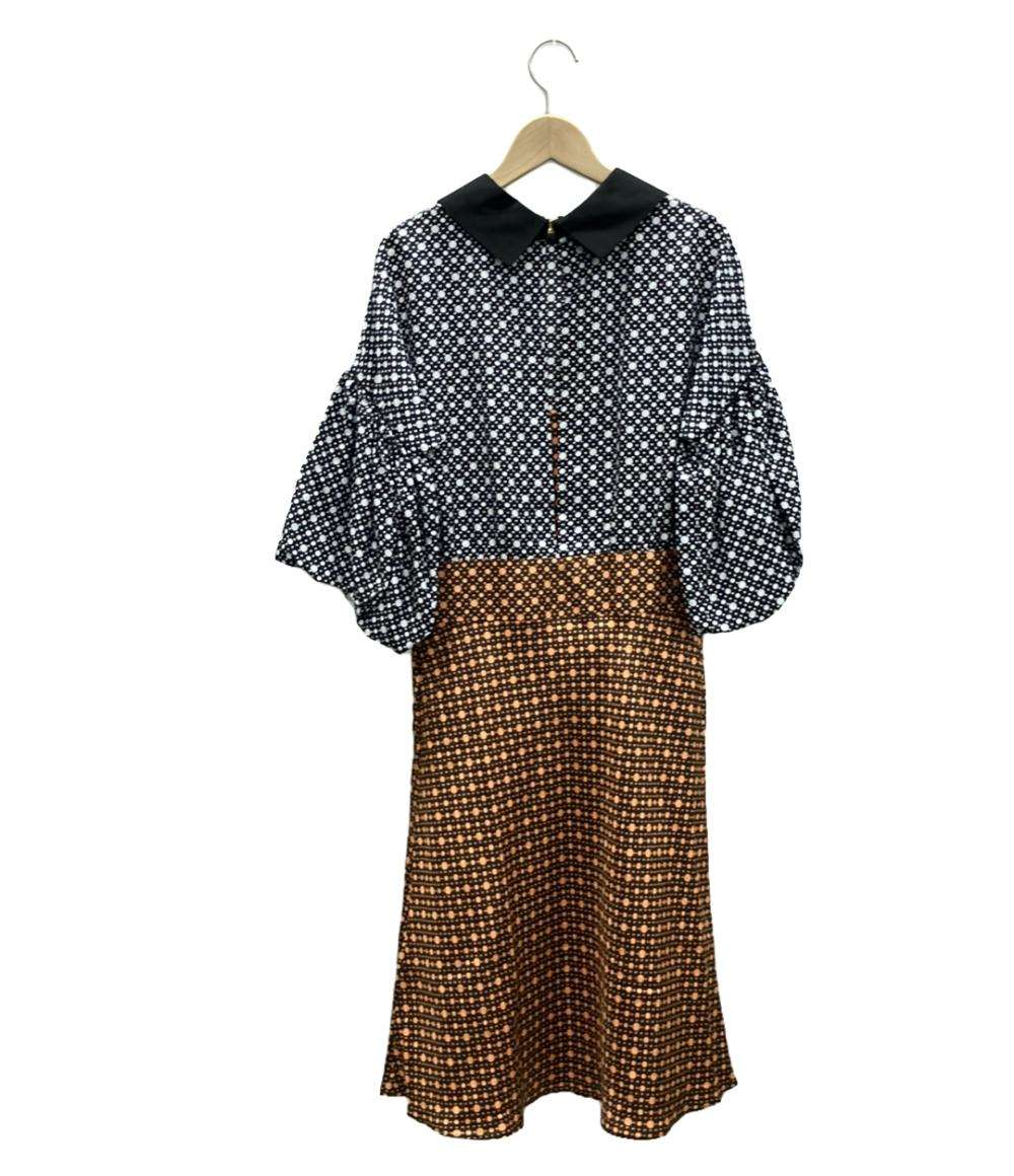 美品 マルニ シルクドット柄バルーンスリーブ七分袖ロングワンピース レディース SIZE 40 (M) MARNI
