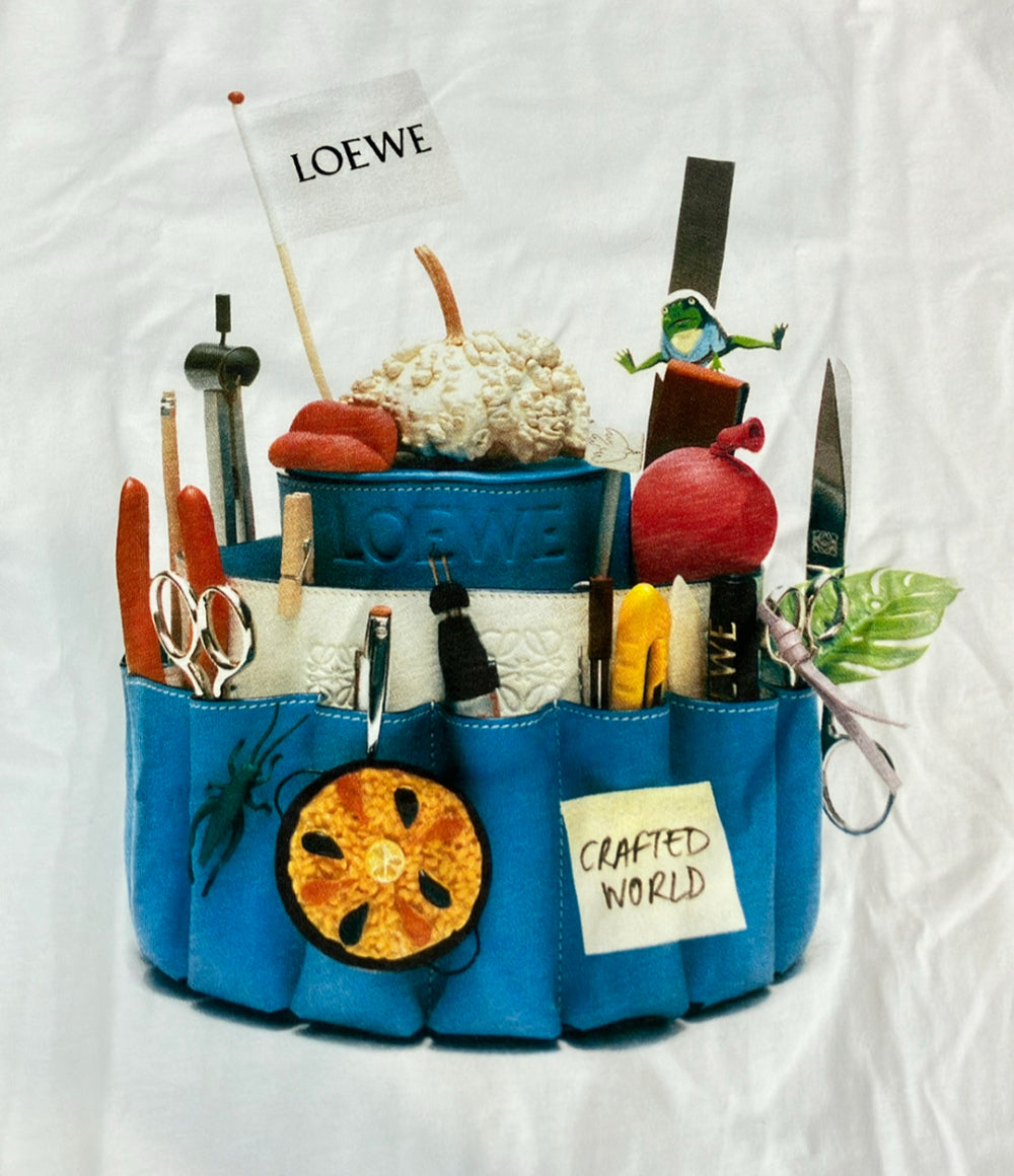 美品 LOEWE 半袖 クラフテッド ワールド 限定 両面プリント Tシャツ H988Y22X06 メンズ SIZE M ロエベ
