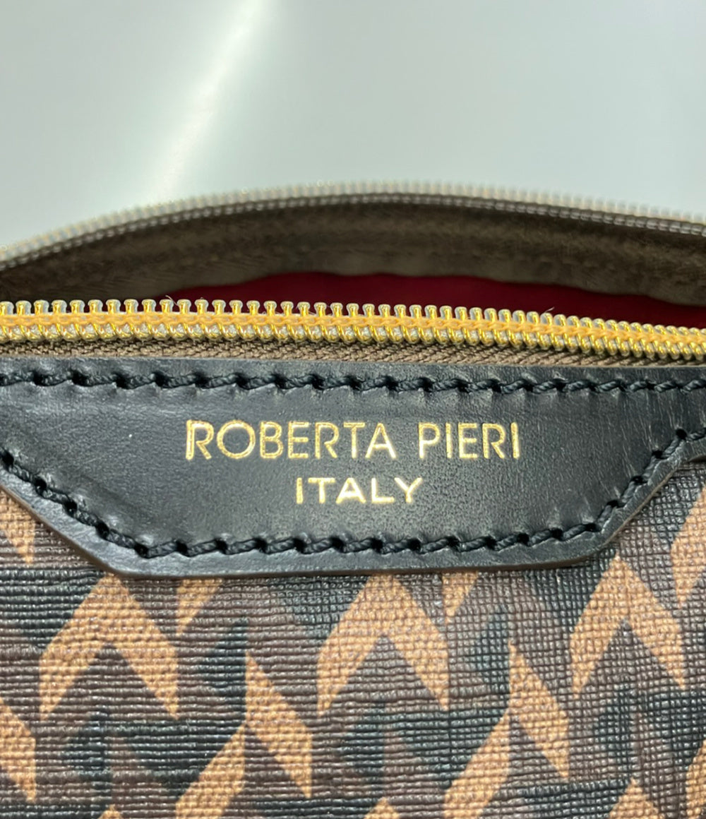 美品 Roberta Pieri ミニボストンバッグ ショルダーバッグ 2WAY 斜め掛け タタミ柄 レディース ロベルタピエリ