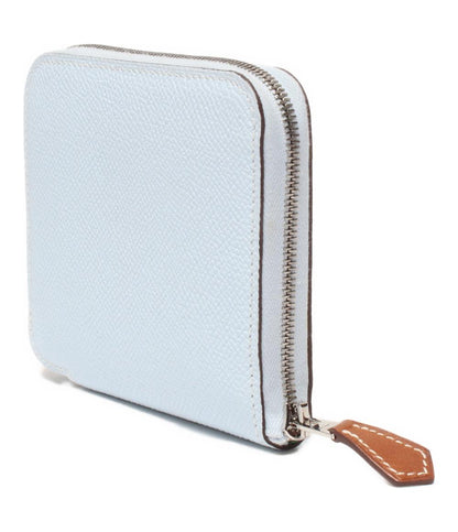 美品 エルメス ラウンドファスナー財布 □D刻印 シルバー金具 アザップコンパクト シルクイン レディース HERMES