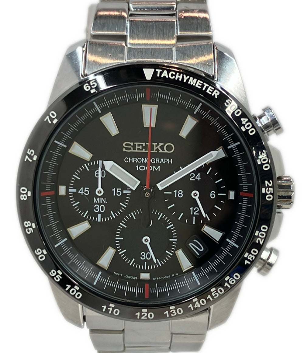 SEIKO 腕時計 クオーツ ブラック 6T63-00D0 メンズ セイコー