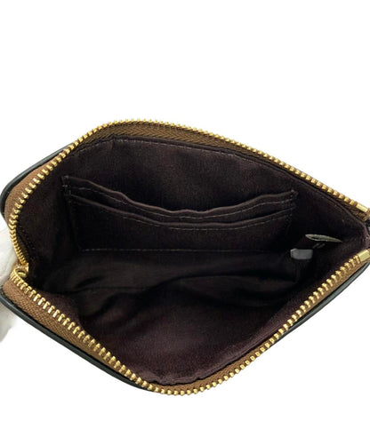 美品 COACH ポーチ コーナー ジップ リストレット キャンバス レザー マイクロシグネチャー CJ792 レディース コーチ