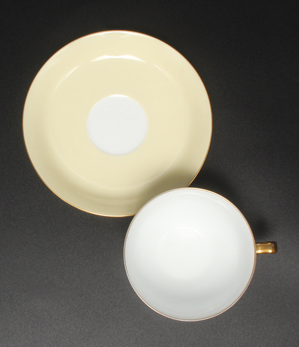 大倉陶園 カップ＆ソーサー 4客セット 色蒔き クリーム オオクラトウエン