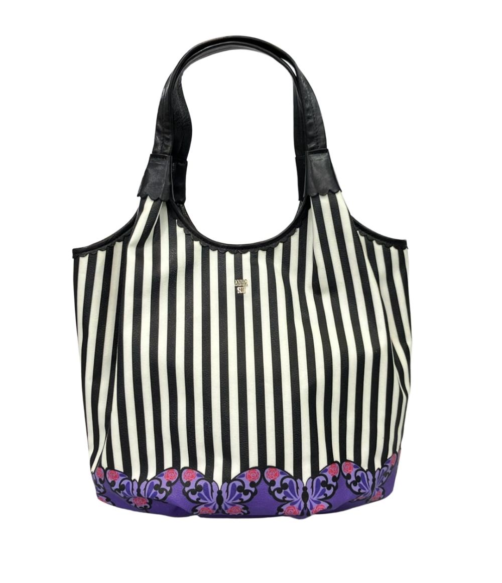 ANNA SUI トートバッグ 肩掛け ストライプ柄 バタフライ レディース アナスイ