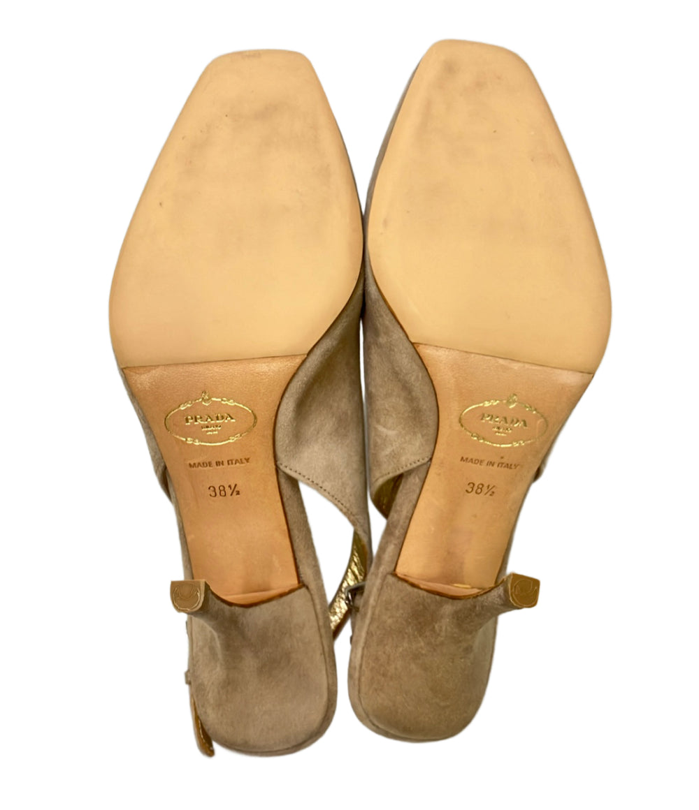 PRADA スリングバックパンプス スエード レディース SIZE 38.5 プラダ