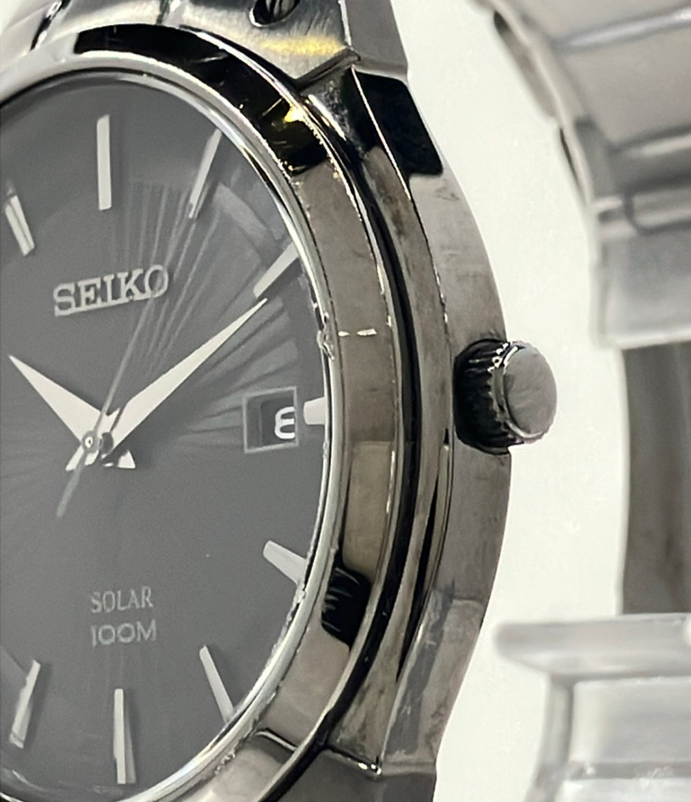 SEIKO 腕時計 ソーラー ブラック V157-0AV0 メンズ セイコー