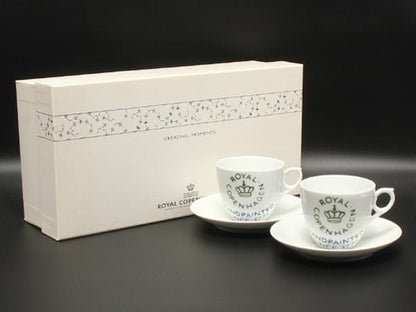 美品 Royal Copenhagen カップ＆ソーサー 2客セット ペア フルーテッド シグネチャー ロイヤルコペンハーゲン