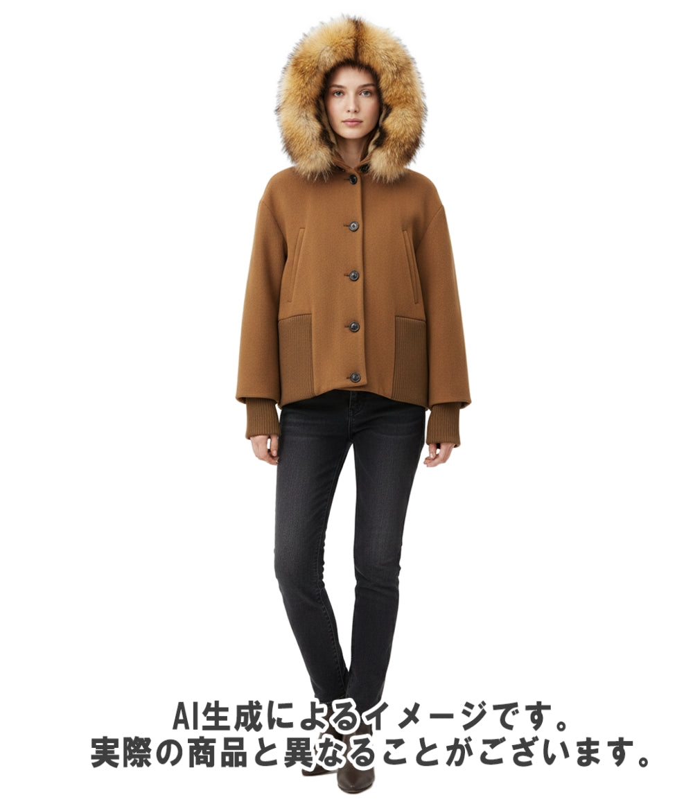 Miu Miu リアルファーフーディーブルゾン 0000ET - Z0646 - 00009 レディース SIZE 38 (S) ミュウ ミュウ