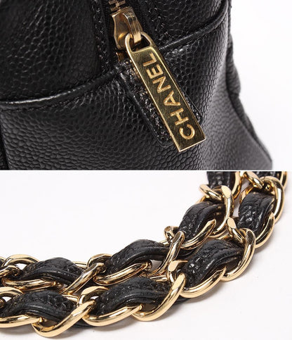 CHANEL チェーンショルダーバッグ 肩掛け ゴールド金具 マトラッセ キャビアスキン プチタイムレス PTT A18004 レディース シャネル