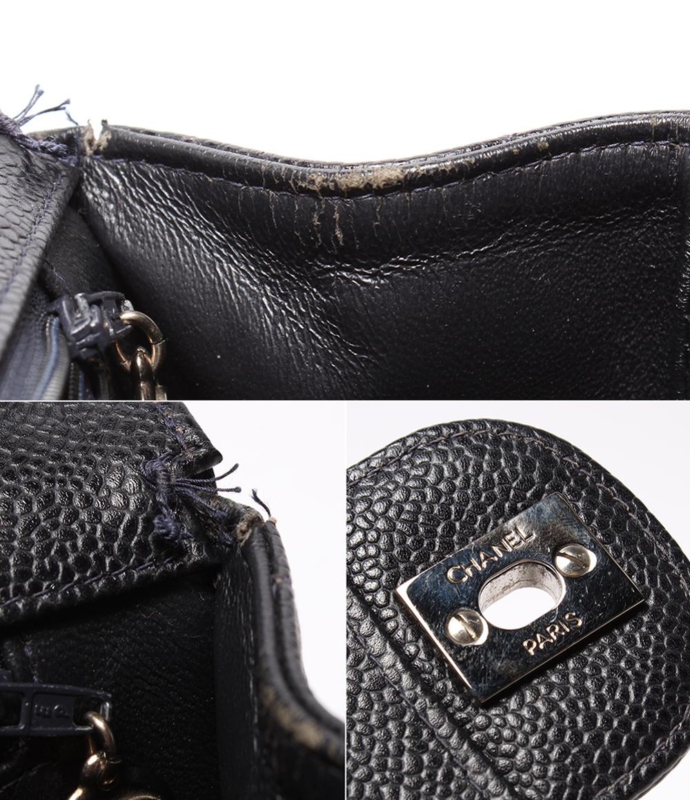 シャネル ショルダーバッグ シングルフラップ ダブルチェーン シルバー金具 キャビアスキン デカマトラッセ 30 レディース CHANEL