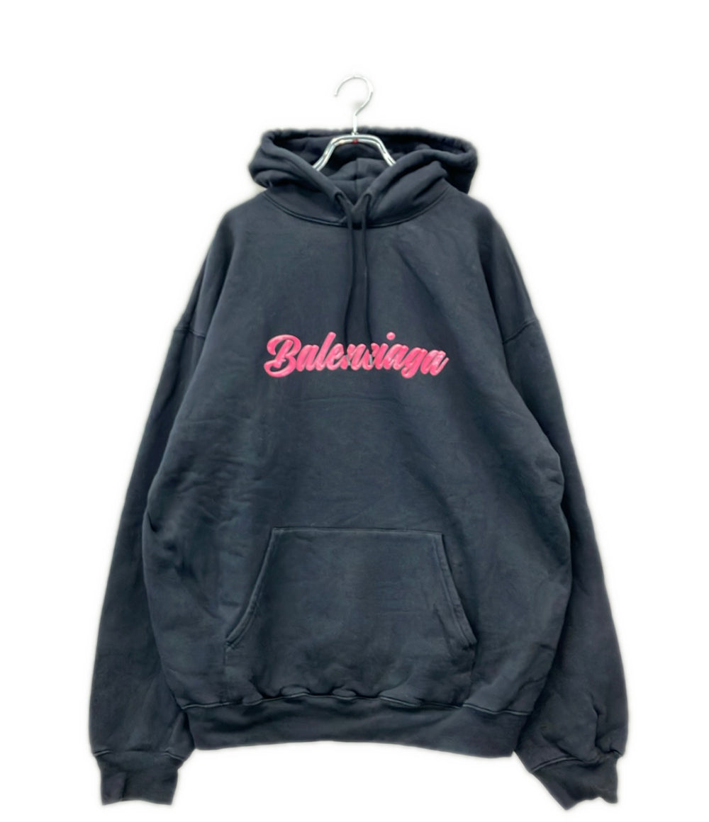 BALENCIAGA バービーロゴプリント プルオーバーパーカー 裏起毛 583215 TFV60 8465 レディース メンズ SIZE L バレンシアガ