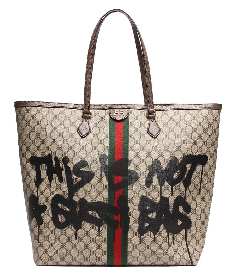 バレンシアガ トートバッグ ゴールド金具 ダブルBロゴ ザ ハッカー グラフィティ L トートバッグ 500個限定 GUCCI HACKER PROJECT 680125 210