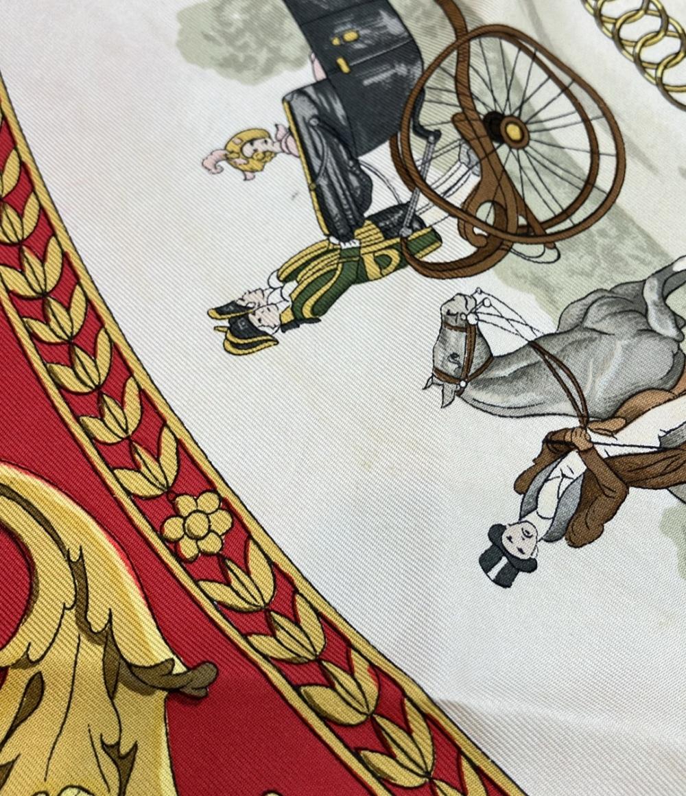 訳あり HERMES スカーフ シルク100% カレ90 LA PROMENADE DE LONGCHAMPS レディース エルメス