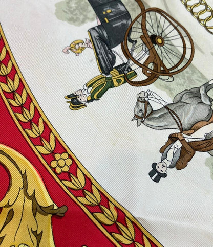 訳あり HERMES スカーフ シルク100% カレ90 LA PROMENADE DE LONGCHAMPS レディース エルメス