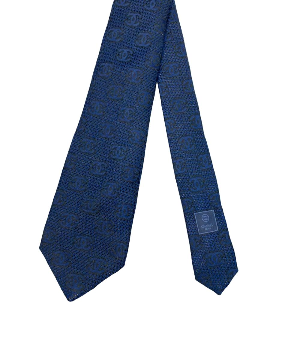 【未使用に近い✨】シャネル ネクタイ ネイビー ココマーク 現行モデル シルク CHANEL ネクタイ シルク カシミア ココマーク メンズ シャネル