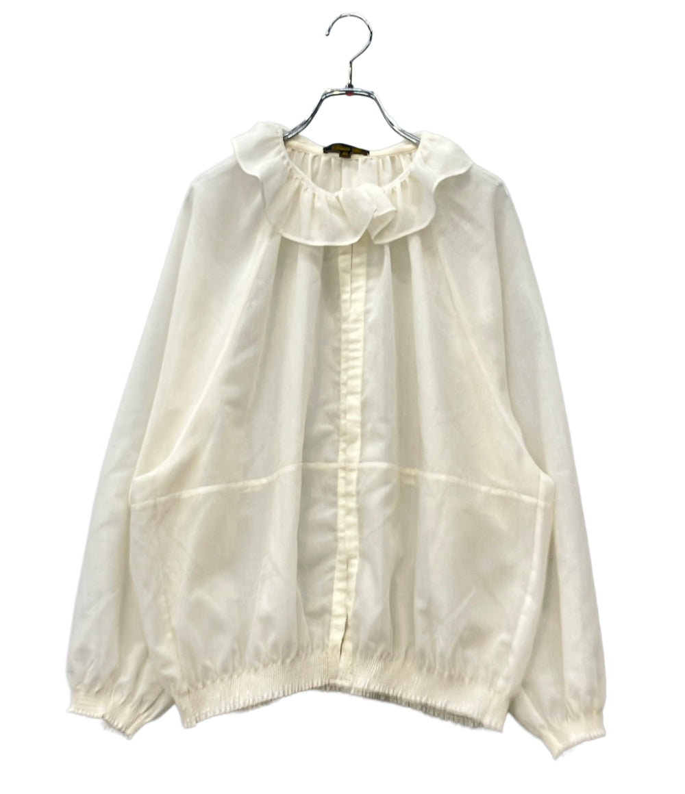 美品 Drawer 長袖シャツ ブラウス フリルカラーシアー 6521-2-991375 レディース SIZE 38 (S) ドゥロワー