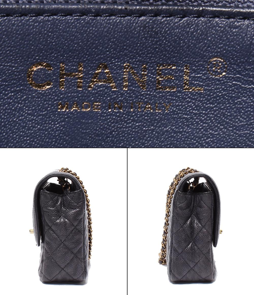 CHANEL チェーンショルダーバッグ シングルチェーン シングルフラップ ミニマトラッセ キャビアスキン 21番台 レディース シャネル