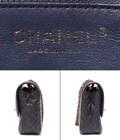 CHANEL チェーンショルダーバッグ シングルチェーン シングルフラップ ミニマトラッセ キャビアスキン 21番台 レディース シャネル
