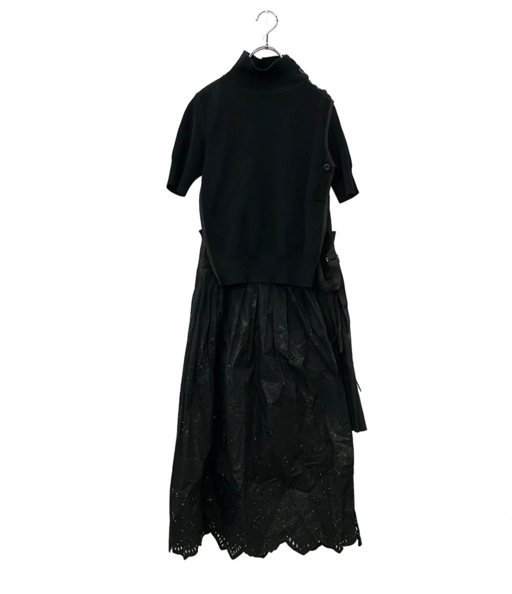 Sacai 半袖ワンピース ニット カットワーク  プリーツ 1 18-03917 レディース SIZE 1 (S) サカイ
