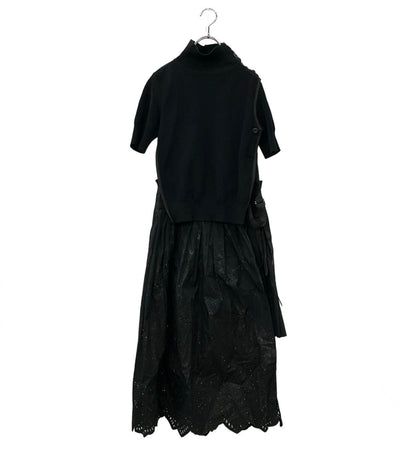 Sacai 半袖ワンピース ニット カットワーク  プリーツ 1 18-03917 レディース SIZE 1 (S) サカイ
