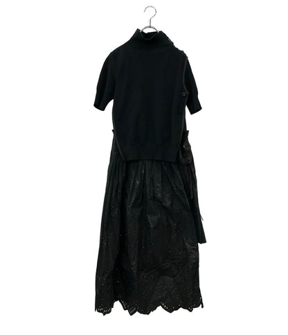Sacai 半袖ワンピース ニット カットワーク  プリーツ 1 18-03917 レディース SIZE 1 (S) サカイ