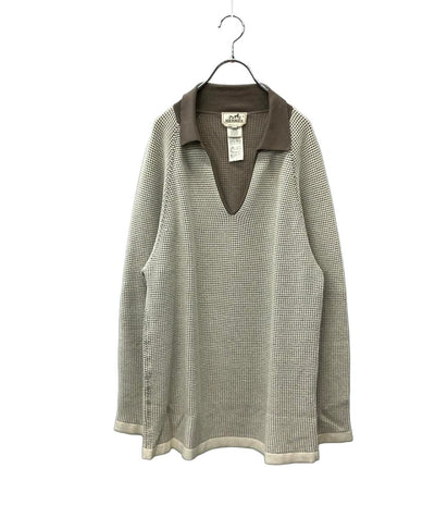 HERMES 長袖ニット スキッパーワッフルニット レディース SIZE XL エルメス