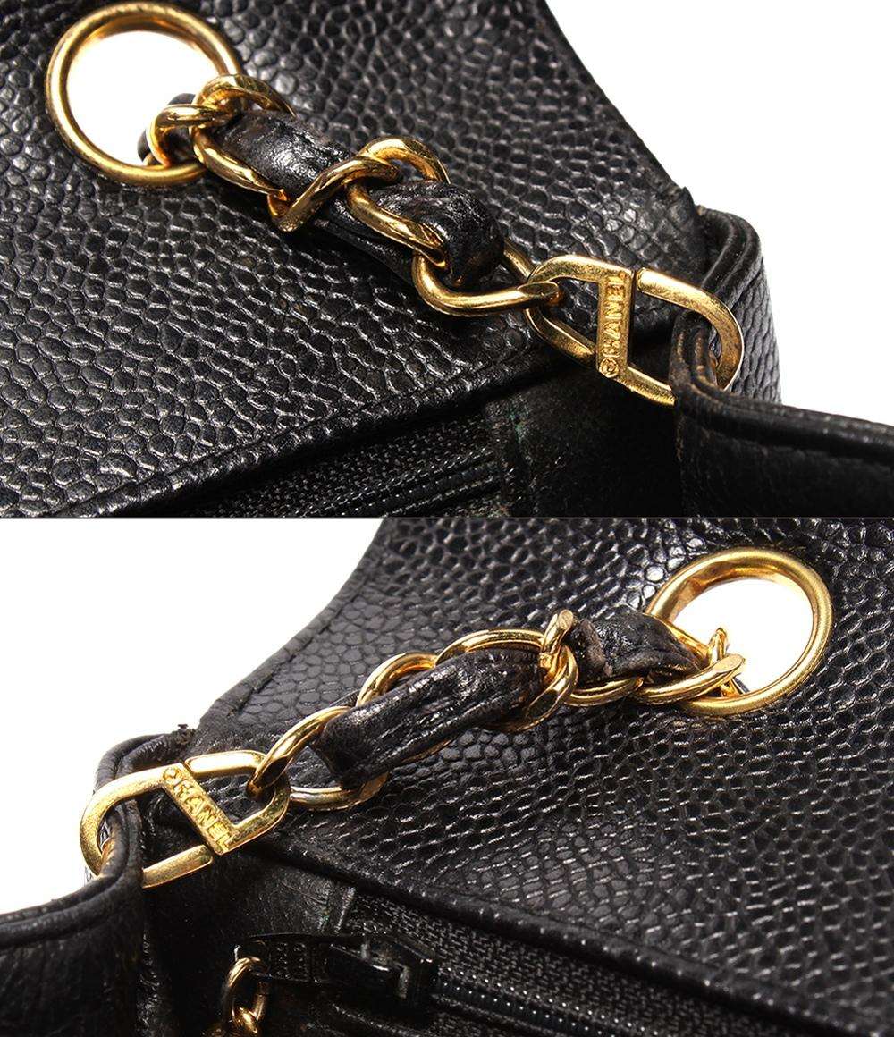 CHANEL チェーンショルダーバッグ シングルフラップ シングルチェーン ゴールド金具 ダイアナ キャビアスキン 2番台 レディース シャネル マトラッセ
