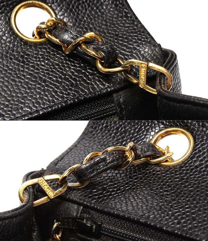 CHANEL チェーンショルダーバッグ シングルフラップ シングルチェーン ゴールド金具 ダイアナ キャビアスキン 2番台 レディース シャネル マトラッセ