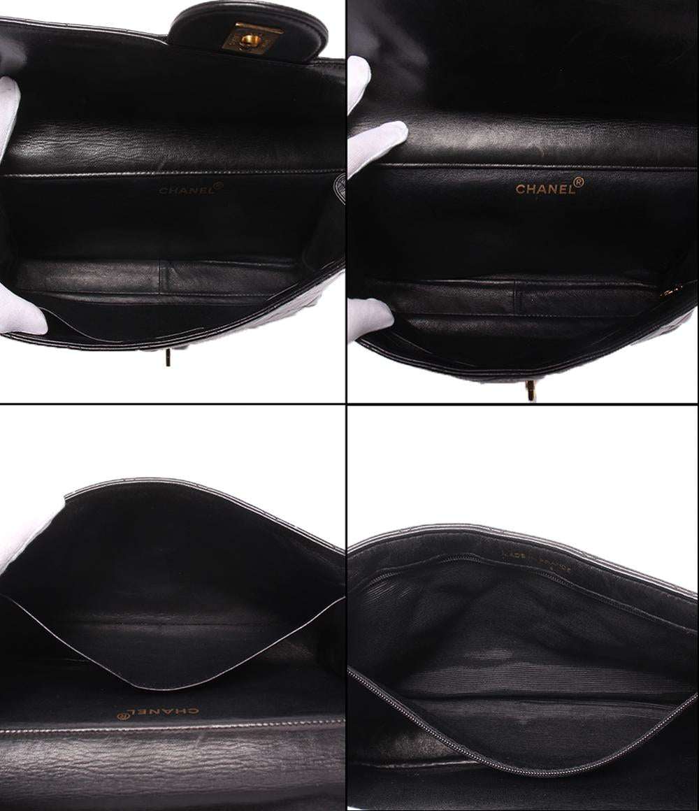 CHANEL チェーンショルダーバッグ 4番台 ダブルチェーン ダブルフェイス ラムスキン ゴールド金具 肩掛け デカマトラッセ レディース シャネル